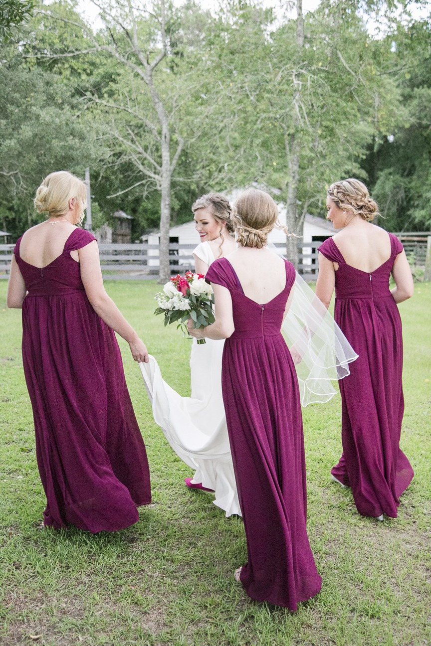 bridesmaids, wedding photography, nc photographer, plantation wedding, bride, burgundy dress