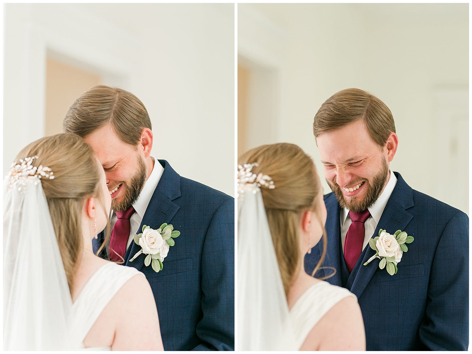 bride and groom see one another for the first time during a second look