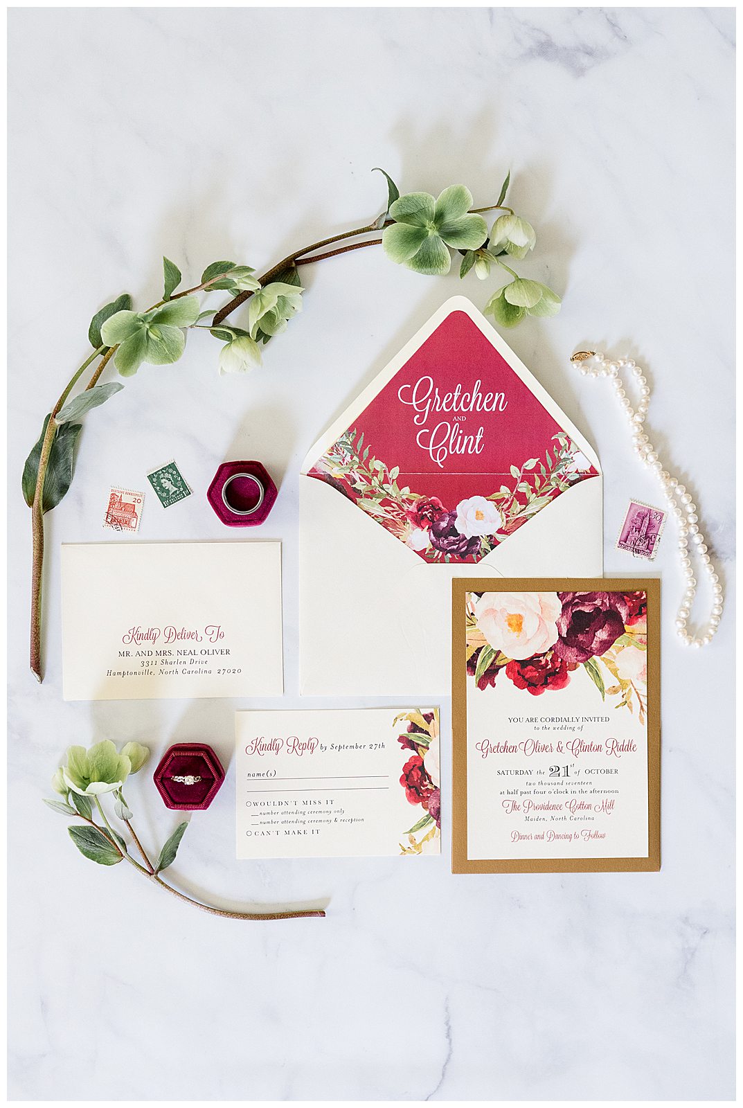 wedding invitation suite by Anna Howe Design, photographed by Jenn Eddine Photography, Inc.