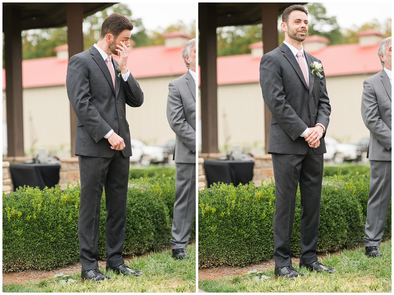 groom's emotional reaction to seeing bride on their wedding day. Photo taken by jenn eddine photography, a greensboro north carolina wedding photographer