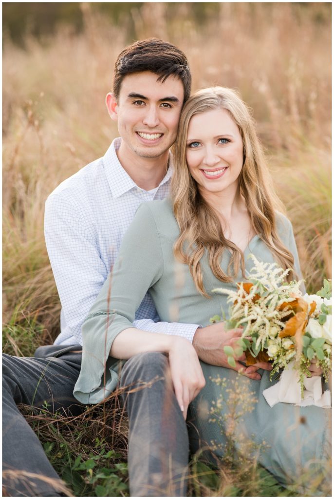 engagement session in an NC open field