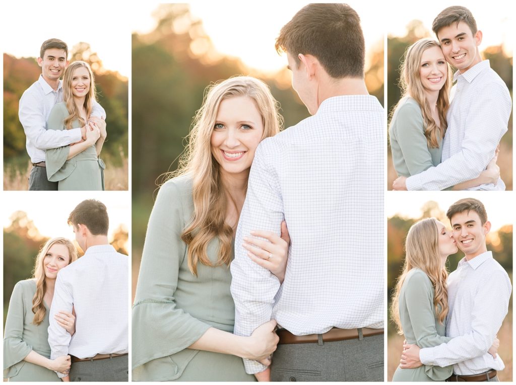 sunset engagement session collage