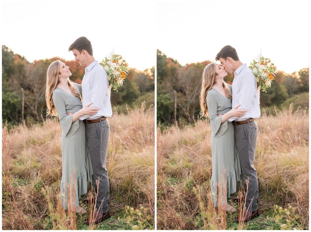 engaged couple dressed up for NC engagement session