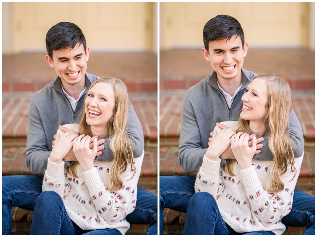collage of close up photos of engagement session at NC state
