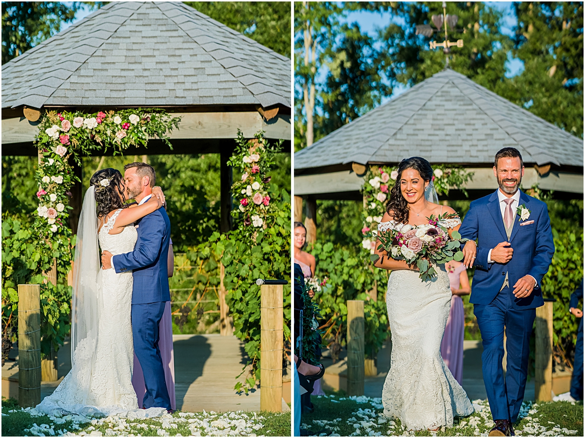 Kissing the bride and walking down the aisle