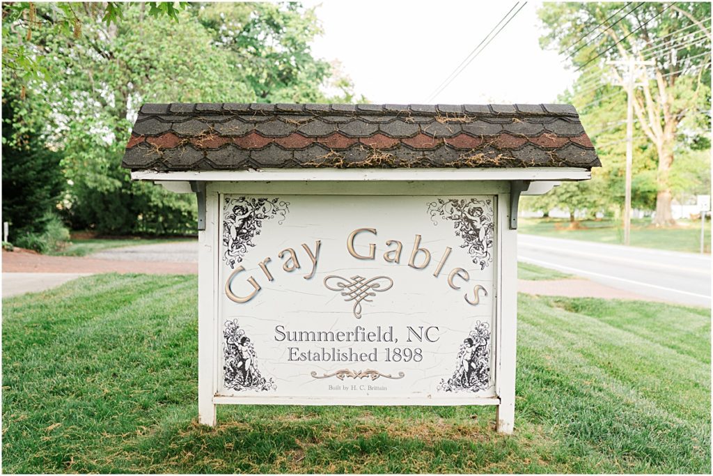 Photo of the Gray Gables sign outside the venue