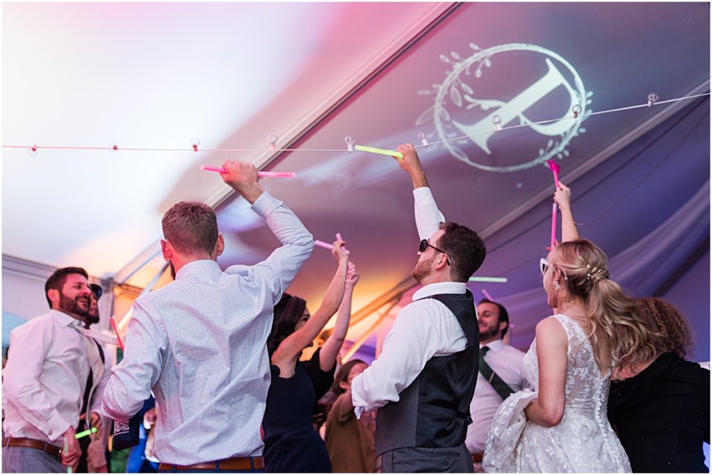 Bride and Groom dancing with glow sticks
