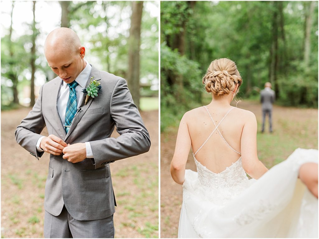 Collage of the moment before the Bride and Groom's first look taken by a wedding photographer