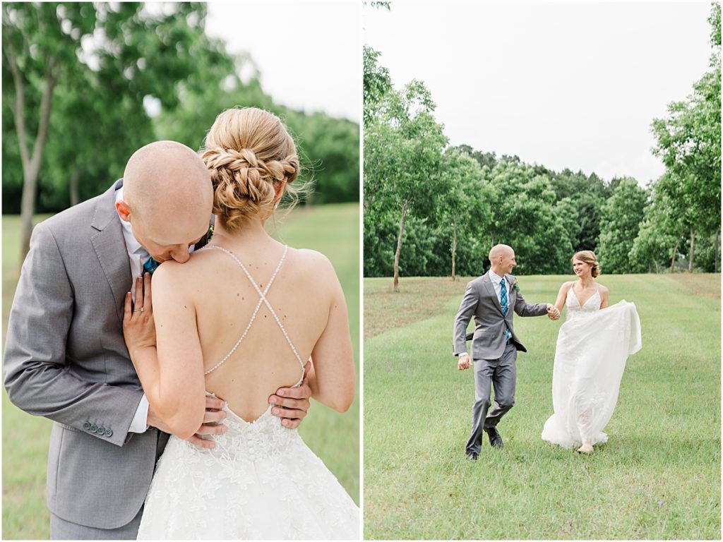 Collage of Brynn and Luke in a field taken by a wedding photographer