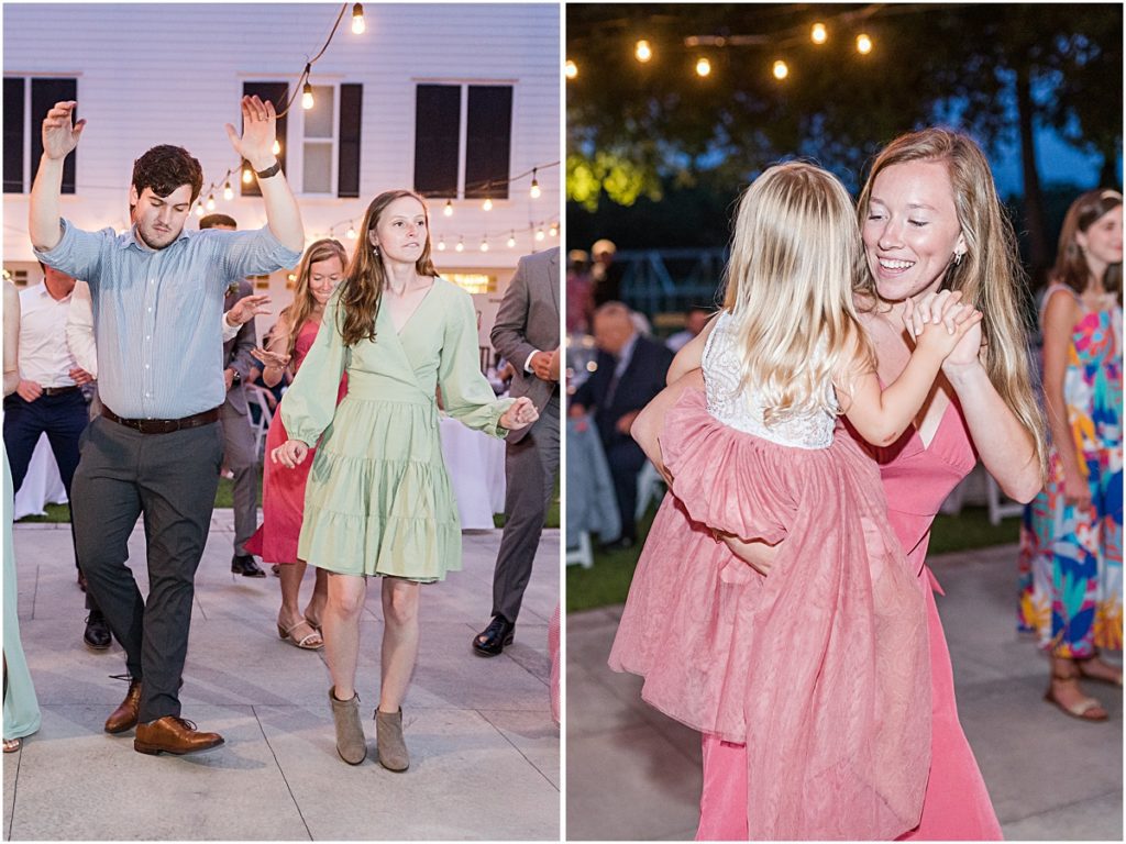Collage of family dancing