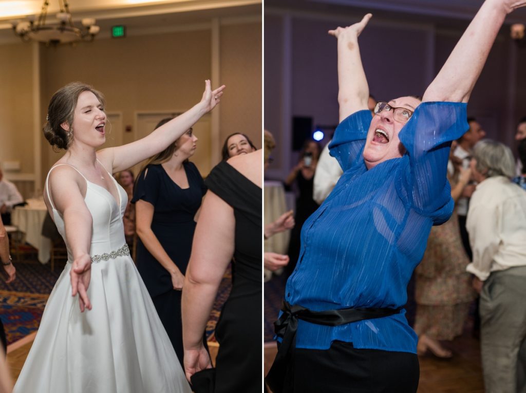 Collage of the bride and a guest dancing during their Wedding in Raleigh NC