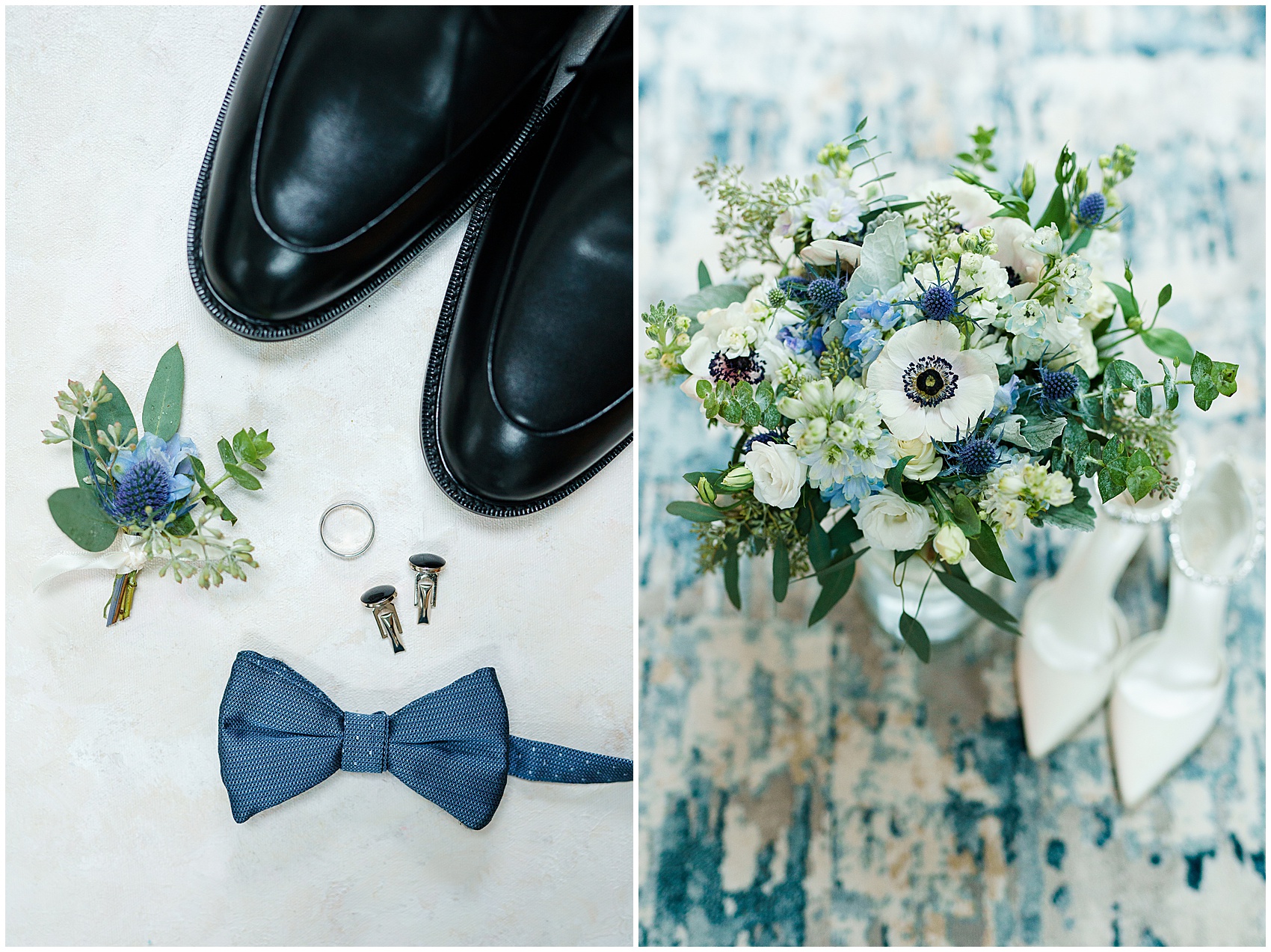 grooms details and bridal bouquet
